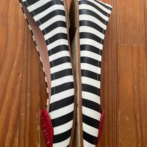 Kate Spade Black and White Striped Ballet Flats Size 9 - Picture 4 of 7